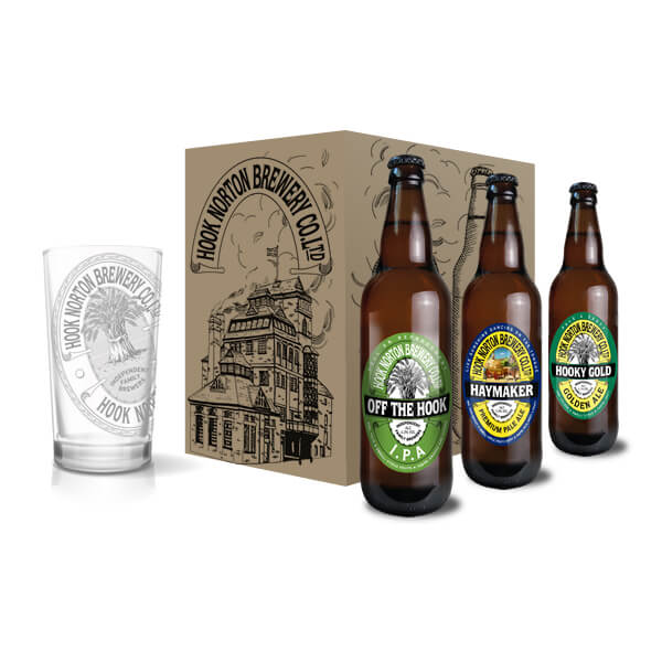 Golden Three Bottle Beer And Pint Glass Pack Hook Norton Brewery